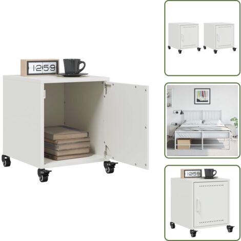Almacenamiento - vidaXL Mesitas de noche 2 unidades acero blanco 36x39x43,5 cm - Mesita auxiliar