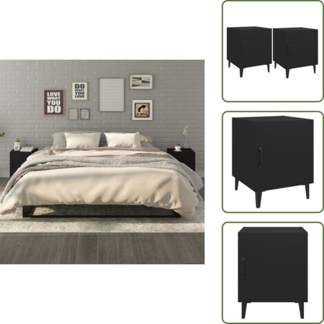 Almacenamiento - vidaXL Mesitas de noche 2 unidades madera contrachapada negra - Muebles decorativos