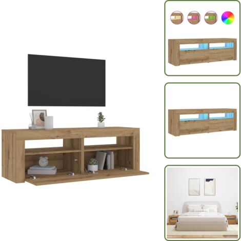 Almacenamiento - vidaXL Mesitas de noche luces LEDs 2 uds roble artesanal 60x35x40 cm - Muebles decorativos