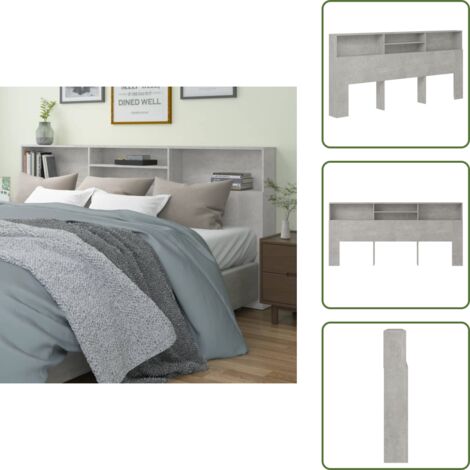 Almacenamiento - vidaXL Mueble cabecero gris hormigón 220x19x103,5 cm - Muebles de dormitorio