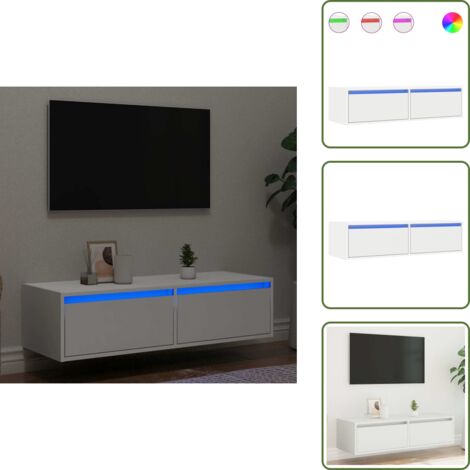 Almacenamiento - vidaXL Mueble de TV con luces LED blanco 100X35,5x25 cm - Diseño elegante