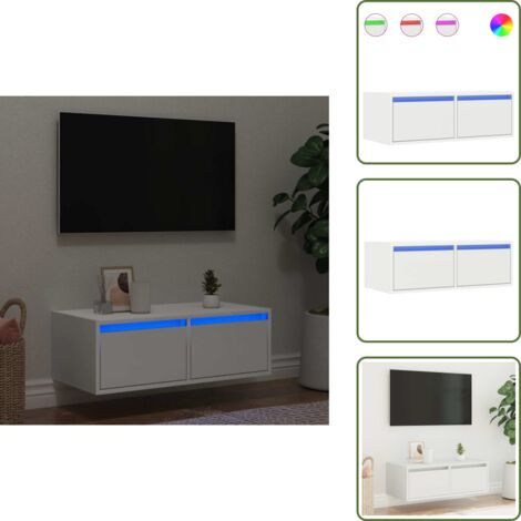 Almacenamiento - vidaXL Mueble de TV con luces LED blanco 75x35,5x25 cm - Diseño moderno