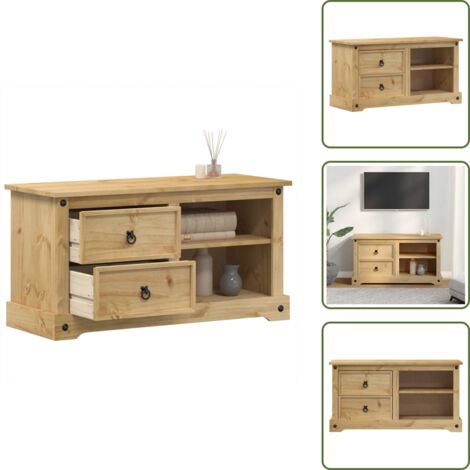 Almacenamiento - vidaXL Mueble de TV Corona madera maciza de pino 100x40x52 cm - Estantes