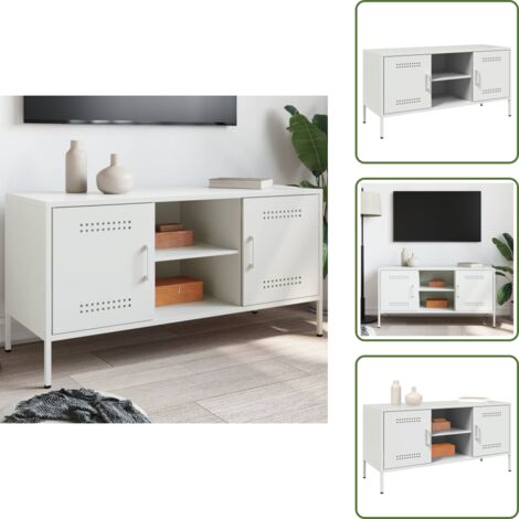 Almacenamiento - vidaXL Mueble de TV de acero blanco 100,5x39x50,5 cm - Mueble de salón