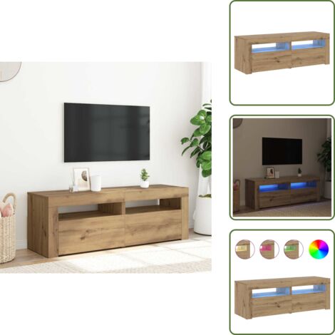 Almacenamiento - vidaXL Mueble de TV luces LED madera roble artisan 120x35x40 cm - Expositor
