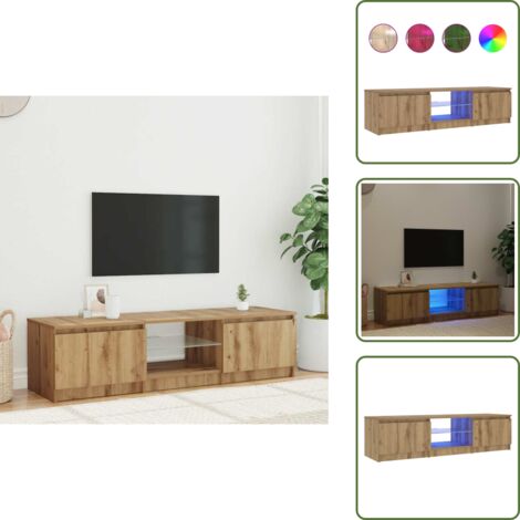Almacenamiento - vidaXL Mueble de TV luces LED madera roble artisan 140x40x36 cm - Mueble moderno