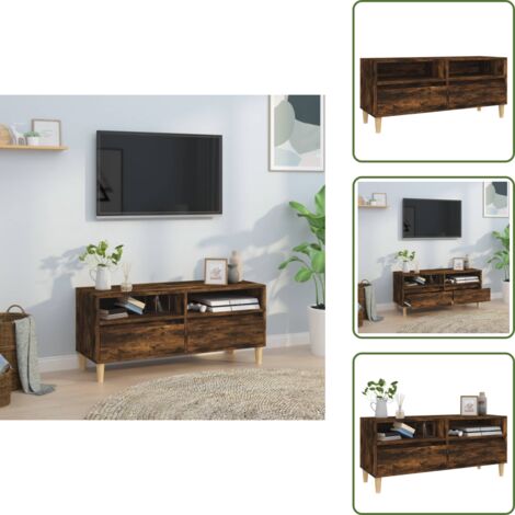 Almacenamiento - vidaXL Mueble de TV madera contrachapada roble ahumado 100x34,5x44,5cm - Soporte para TV