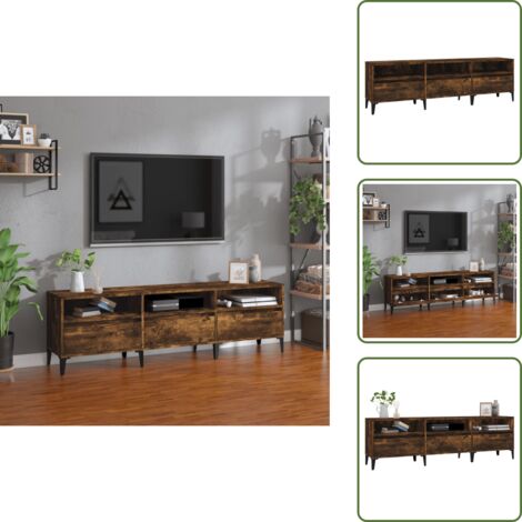 Almacenamiento - vidaXL Mueble de TV madera contrachapada roble ahumado 150x30x44,5 cm - Soporte para TV