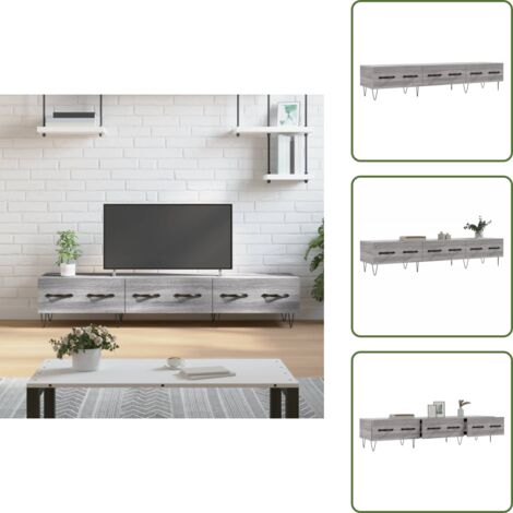 Almacenamiento - vidaXL Mueble de TV madera de ingeniería gris Sonoma 150x36x30 cm - Mueble de TV moderno