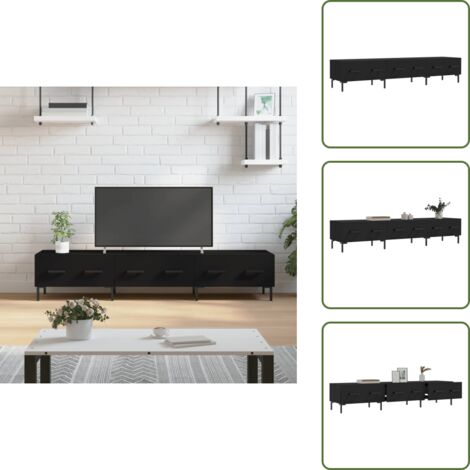 Almacenamiento - vidaXL Mueble de TV madera de ingeniería negro 150x36x30 cm - Mueble de TV moderno