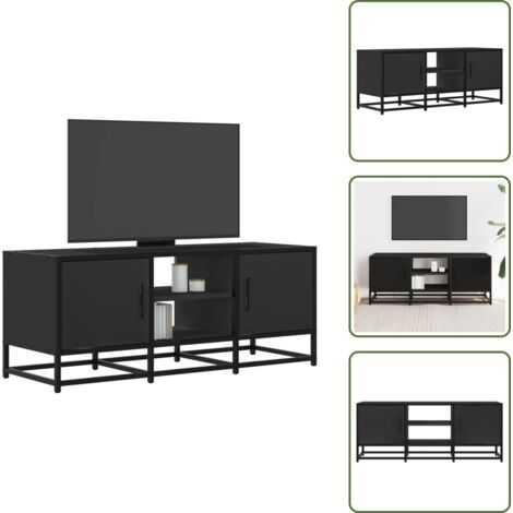 Almacenamiento - vidaXL Mueble de TV madera de ingeniería y metal negro 100x35x41 cm - Diseño industrial