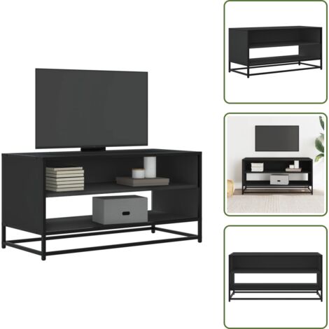 Almacenamiento - vidaXL Mueble de TV madera de ingeniería y metal negro 91x40x46 cm - Muebles para salón
