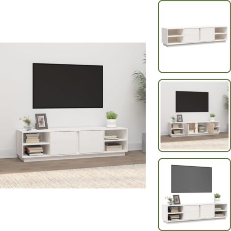Almacenamiento - vidaXL Mueble de TV madera maciza de pino blanco 156x40x40 cm - Mueble de madera