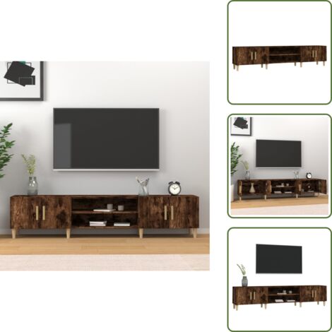 Almacenamiento - vidaXL Mueble para TV madera contrachapada roble ahumado 180x31,5x40cm - Muebles decorativos