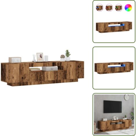 Almacenamiento - vidaXL Mueble TV luces LED madera ingeniería envejecida 160x35x40 cm - Expositor