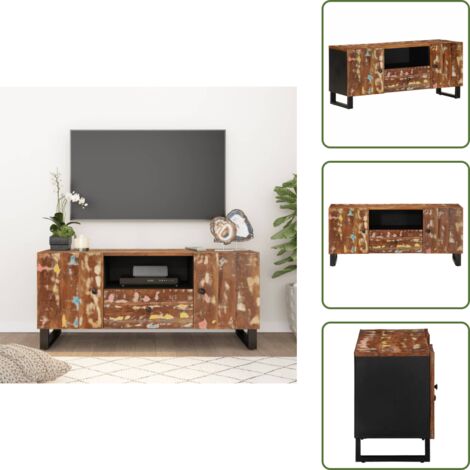 Almacenamiento - vidaXL Mueble TV madera reciclada y madera contrachapada 105x33,5x46cm - Muebles de salón