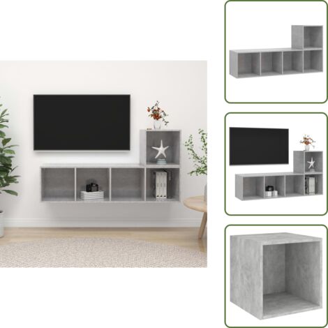 Almacenamiento - vidaXL Set de muebles de salón 2 pzas madera ingeniería gris hormigón - Muebles de madera