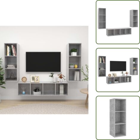 Almacenamiento - vidaXL Set de muebles de salón 3 pzas madera ingeniería gris hormigón - Muebles de madera
