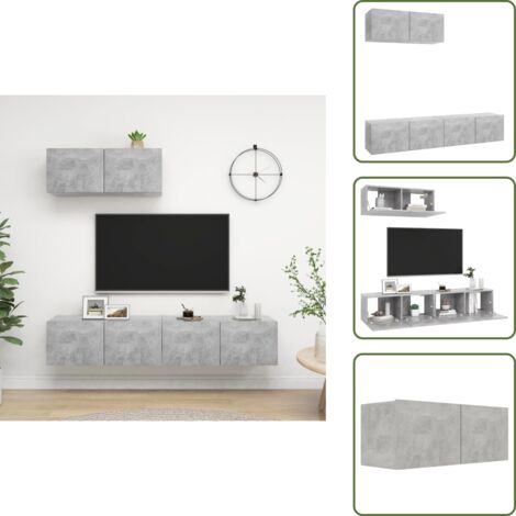 Almacenamiento - vidaXL Set de muebles de salón 3 pzas madera ingeniería gris hormigón - Muebles de madera