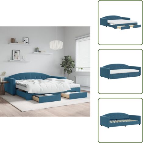 Almacenamiento - vidaXL Sofá cama nido con cajones terciopelo azul 100x200 cm - Sofá cama azul