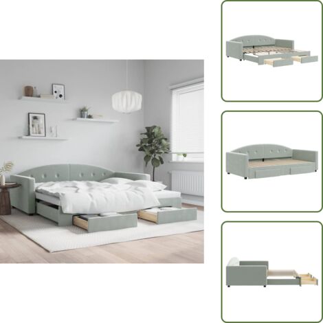 Almacenamiento - vidaXL Sofá cama nido con cajones terciopelo gris claro 100x200 cm - Sofá cama con cajones
