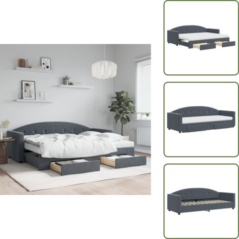 Almacenamiento - vidaXL Sofá cama nido con cajones terciopelo gris oscuro 80x200 cm - Sofá cama doble