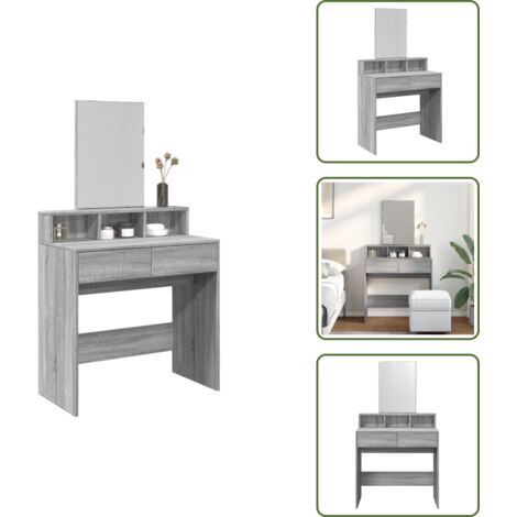 Almacenamiento - vidaXL Tocador con espejo color gris Sonoma 80x41x144,5 cm - Espejo