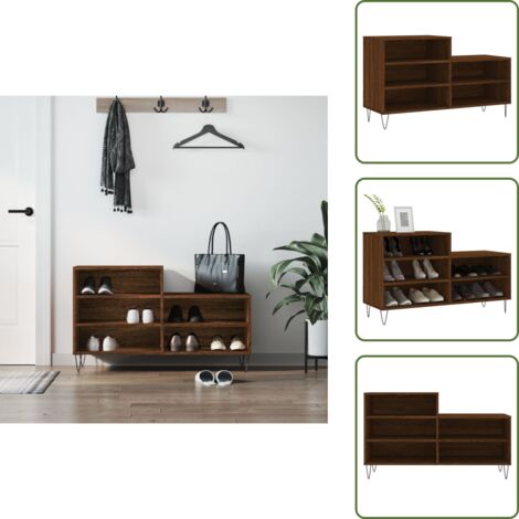 Almacenamiento zapatos - vidaXL Mueble zapatero madera contrachapada roble marrón 102x36x60 cm - Muebles decorativos