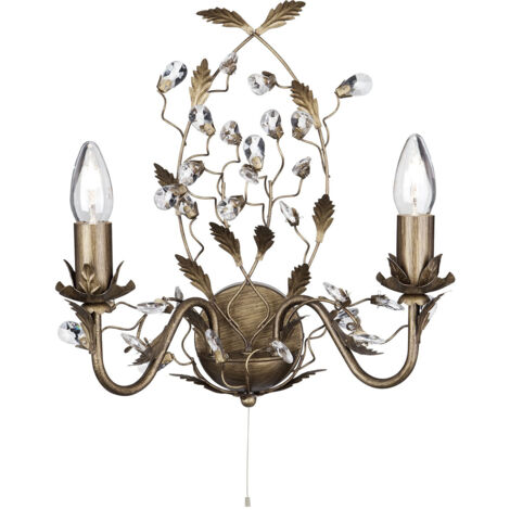 Almandite 2Lt Applique - Metallo marrone oro e cristallo trasparente