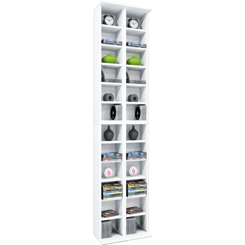 Ebuy24 - Etagère cd/dvd média Almera h. 183 x l. 42 x p. 20 cm Blanc