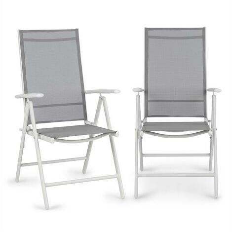 Almeria Set 2 chaises pliantes de jardin ComfortMesh blanc & gris