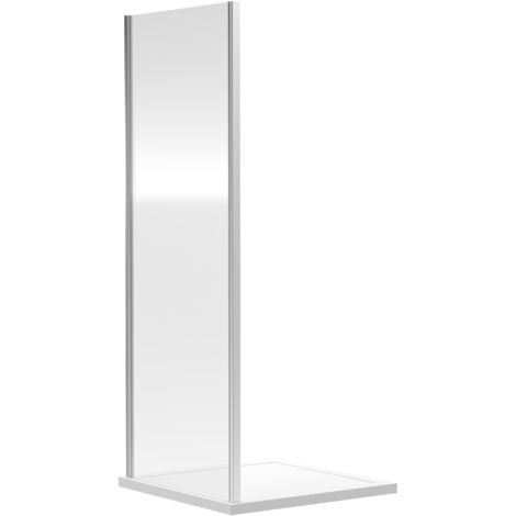 Almington 6mm Toughened Safety Glass Reversible Shower Side Panel - 800mm - Chrome