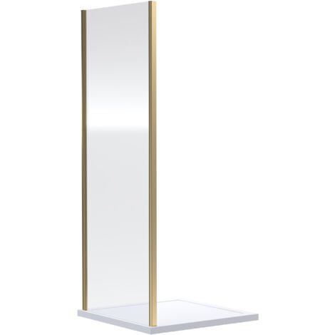Almington 6mm Toughened Safety Glass Side Panel - 1900 x 700mm - Brushed Brass - Balterley