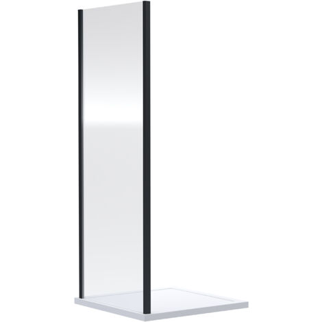 Almington 6mm Toughened Safety Glass Side Panel - 1900 x 700mm - Matt Black - Balterley