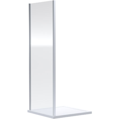 Almington 6mm Toughened Safety Glass Side Panel - 1900 x 800mm - Chrome - Balterley