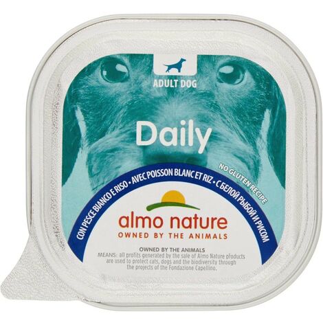 Almo Cane Daily Senza Glutine Vaschetta Pesce Bianco e Riso 300gr