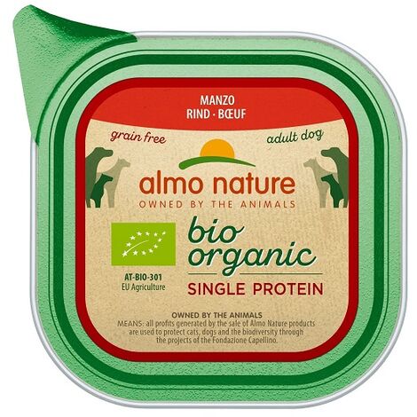 Almo natura bio bio bio organica singola proteina vacune 150 g - cibo bagnato senza cereali monoproteici per cani adulti