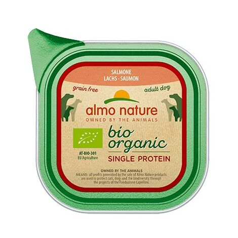ALMO Nature Bio Bio Organic Single Salmon Protein 150 G - Cibo bagnato senza cereali monoproteici per cani adulti