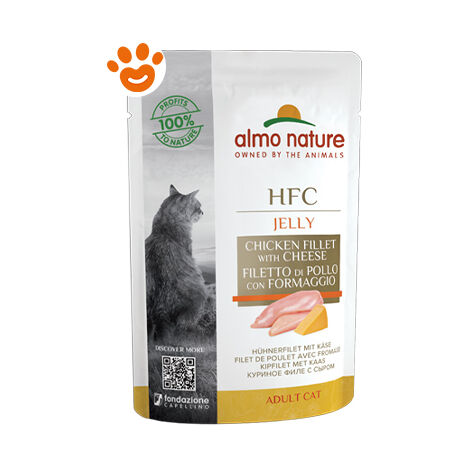 Almo Nature Cat HFC Jelly Filetti di Pollo e Formaggio  - Almo Nature Cat HFC Jelly Filetti di Pollo e Formaggio - Bustina Da 55 Gr