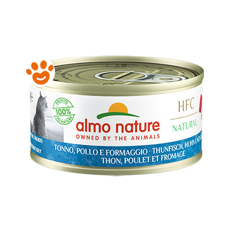 Almo Nature Cat HFC Natural Tonno, Pollo e Formaggio 5080H Megapack  - Almo Nature Cat HFC Natural Tonno, Pollo e Formaggio 5080H Megapack - Lattina Da 70 Gr