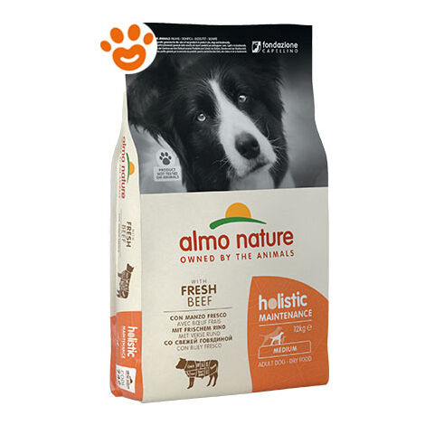 ALMO NATURE CROCCHETTE CANE TAGLIA MEDIA HOLISTIC DOG MEDIUM 12KG MANZO