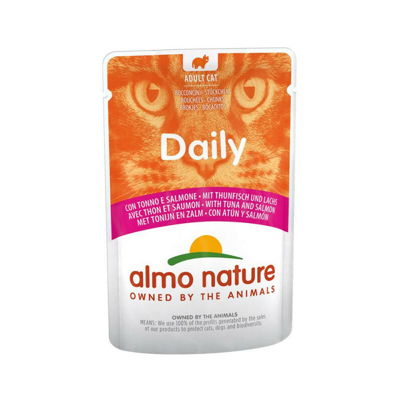 

COMIDA HUMEDA GATO DAILY ATUN Y SALMON 70G - Almo Nature