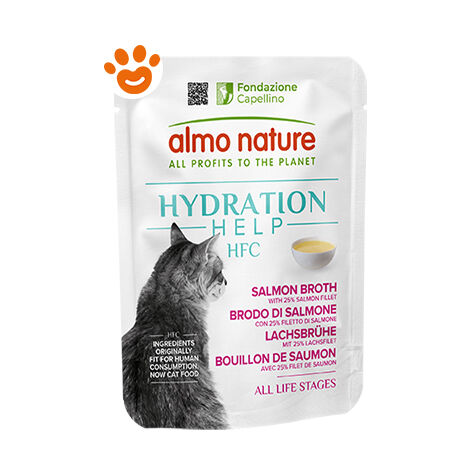 Almo Nature Gatto HFC Hydration Help busta 50gr Brodo di Salmone con Filetto di Salmone