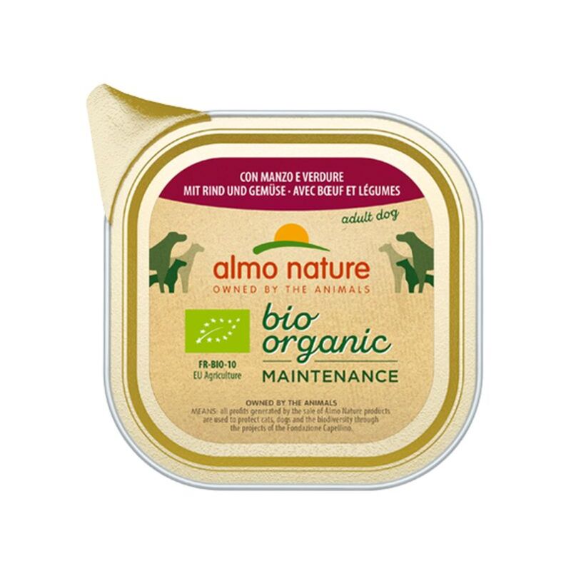 Almo Cane Bio Organic Vaschetta 100gr Manzo e Verdure