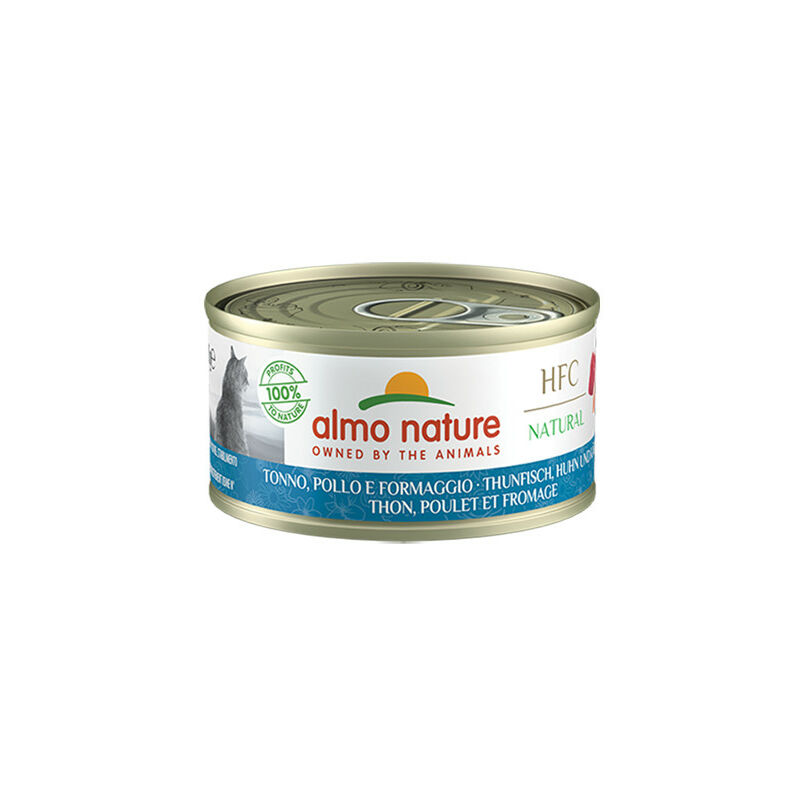 Hfc Natural per Gatto da 70 gr Tonno, Pollo e Formaggio - Almo Nature