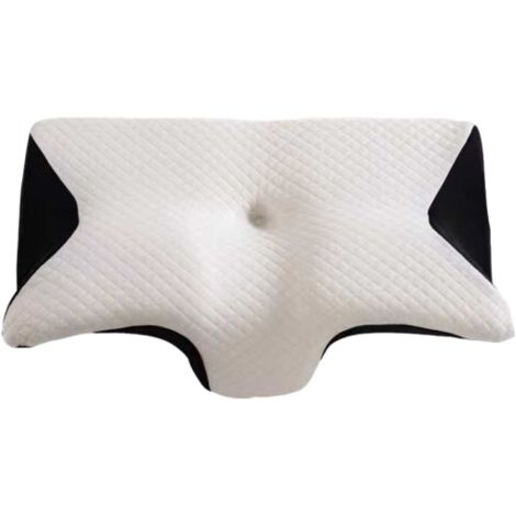 Almohada cervical de espuma viscoelástica - Almohada ortopédica con forma de mariposa para aliviar el dolor de cuello - Soporte cervical para quienes duermen de lado o boca arriba.