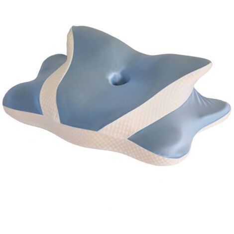 Almohada cervical ergonómica 2 en 1 de espuma viscoelástica, almohada ortopédica para dormir de lado o boca arriba, almohada mariposa, 60 x 40 x 14 cm (azul)