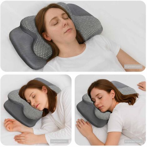 Almohada cervical Gris Espuma Viscoelástica 58 x 38 x 12 cm