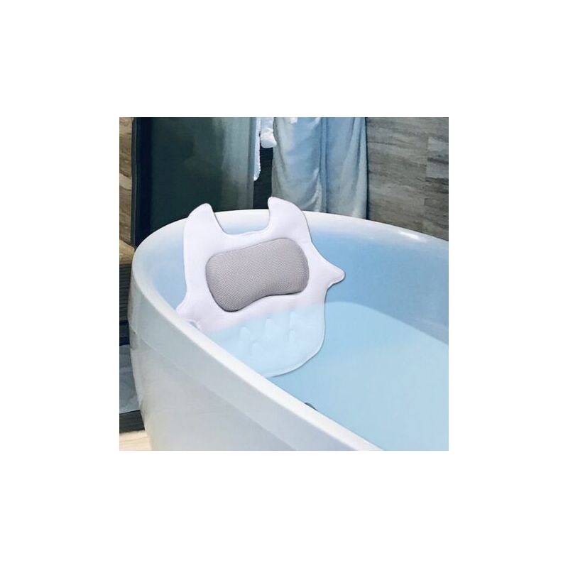 Almohada De Baño 3D Con Ventosas Antideslizantes Y Potentes - Almohada De Baño De Spa Ergonómica Para Relajar La Espalda Y El Cuello (Blanco) Drive