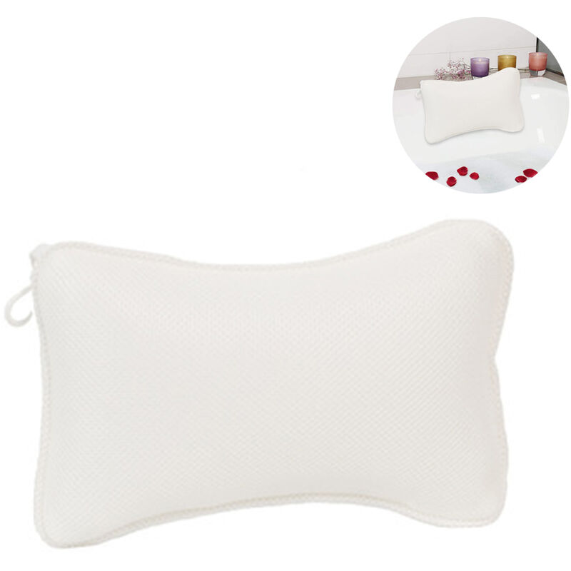 

Almohada de baño con 2 ventosas Almohada cervical de poliéster Secado rápido Almohada de baño cómoda y fácil de limpiar